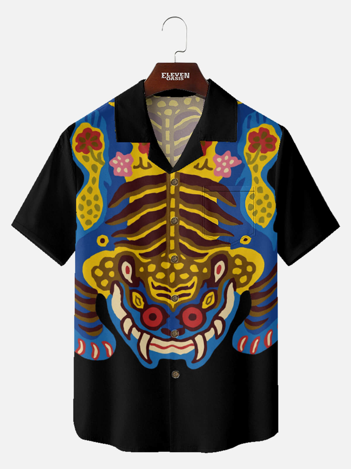 Men's Korean Jakhodo Tiger Short Sleeve Shirt Eleven Oasis