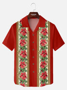 Men's Poinsettia Garland Christmas Short Sleeve Shirt ElevenOasis