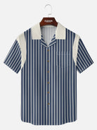 Tall Men's Custom Vintage Stripe Bowling Short Sleeve Shirt Eleven Oasis