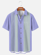 Men's Basic Striped Bowling Casual Short Sleeve Shirt?