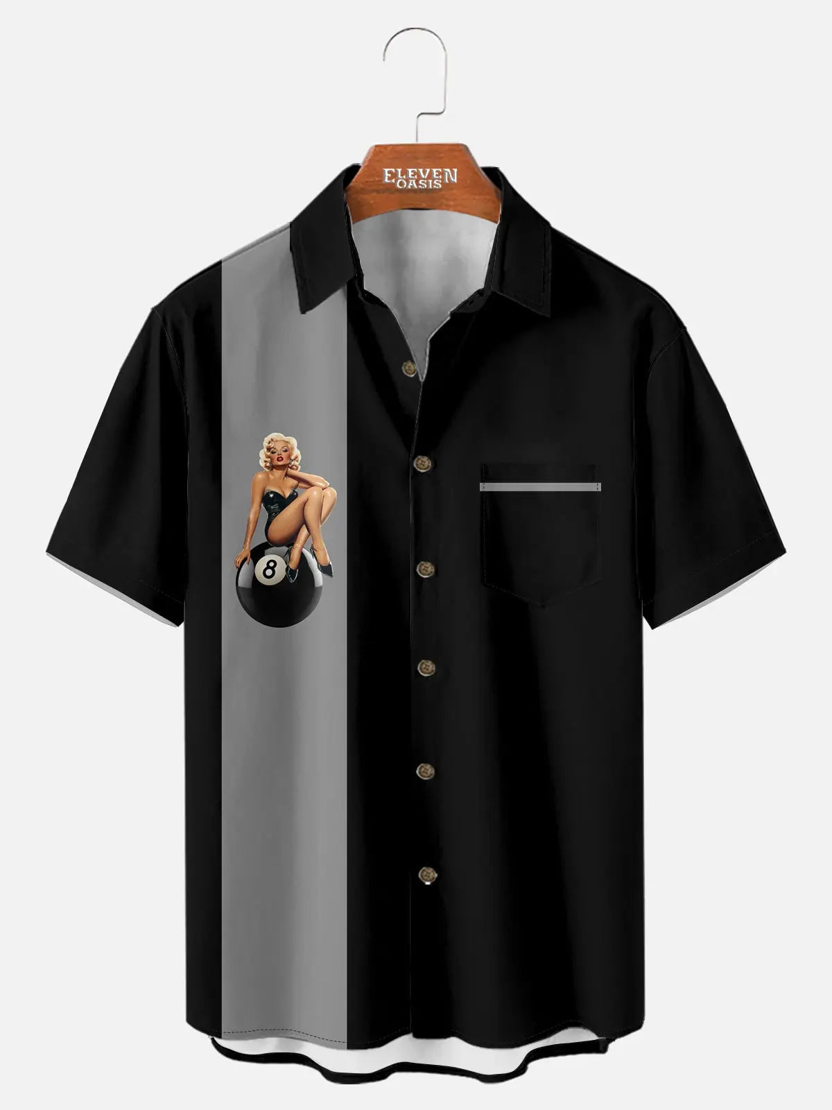 Men's Pin-Up Eight Ball Bowling Short Sleeve Shirt?