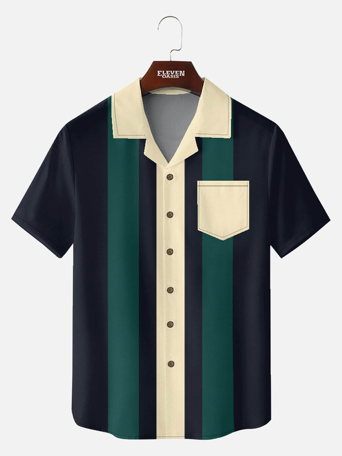 Tall Men's Riviera Lane Bowling Short Sleeve Shirt Eleven Oasis