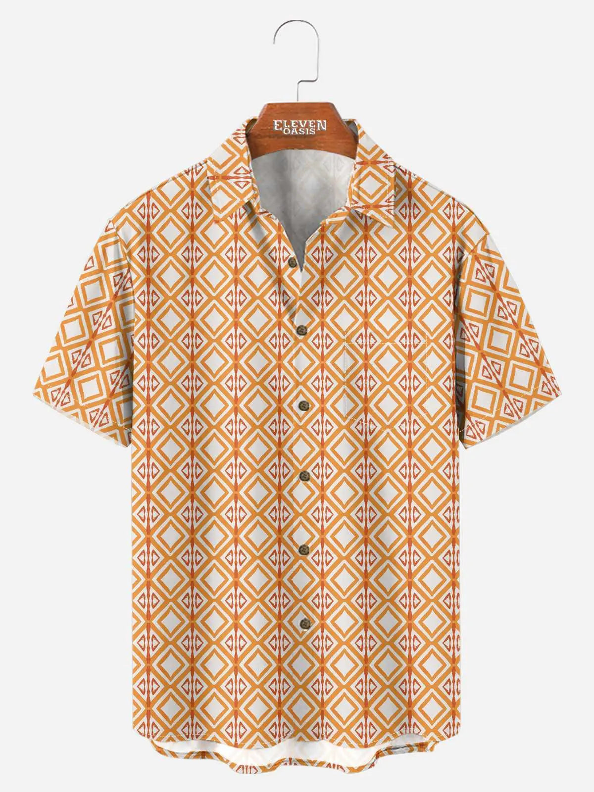 Tall Men's Mid-Century Diamond Lattice Short Sleeve Shirt