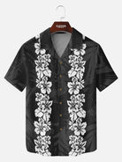 Men's Classic Hibiscus Panel Hawaiian Short Sleeve Shirt ElevenOasis