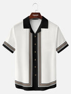 Men's Classic Vertical Stripe Bowling Short Sleeve Shirt