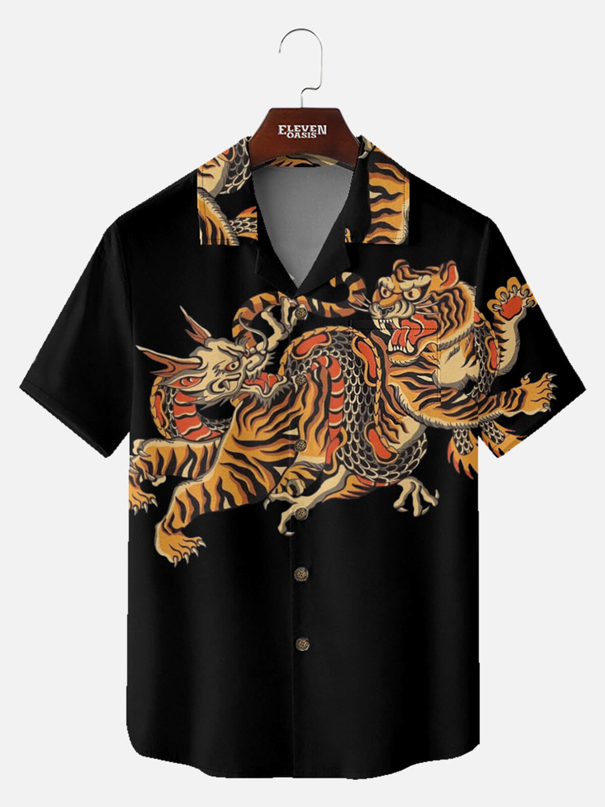 Men's Japanese Tiger & Dragon Clash Short Sleeve Shirt Eleven Oasis