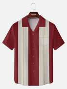 Men's Retro Pinstripe Bowling Short Sleeve Shirt ElevenOasis