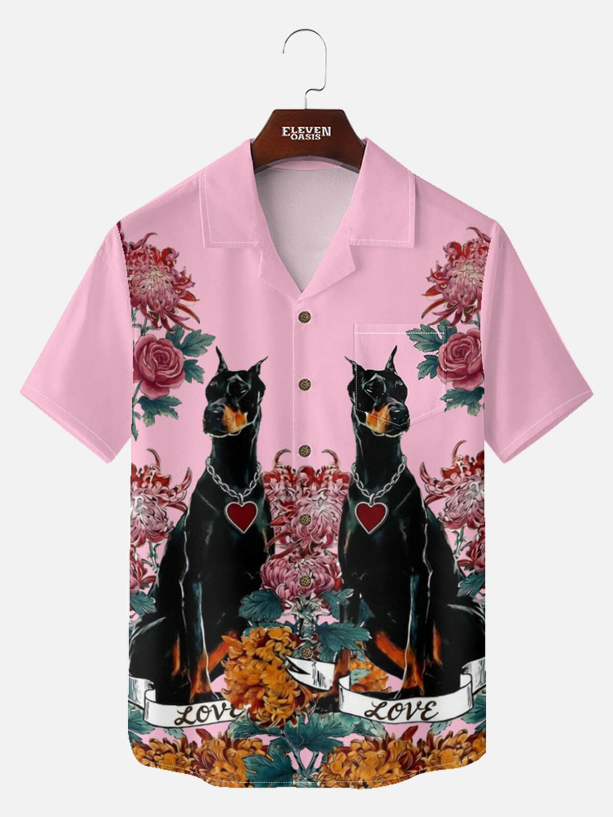 Men's Guardian Dog Floral Short Sleeve Shirt Eleven Oasis