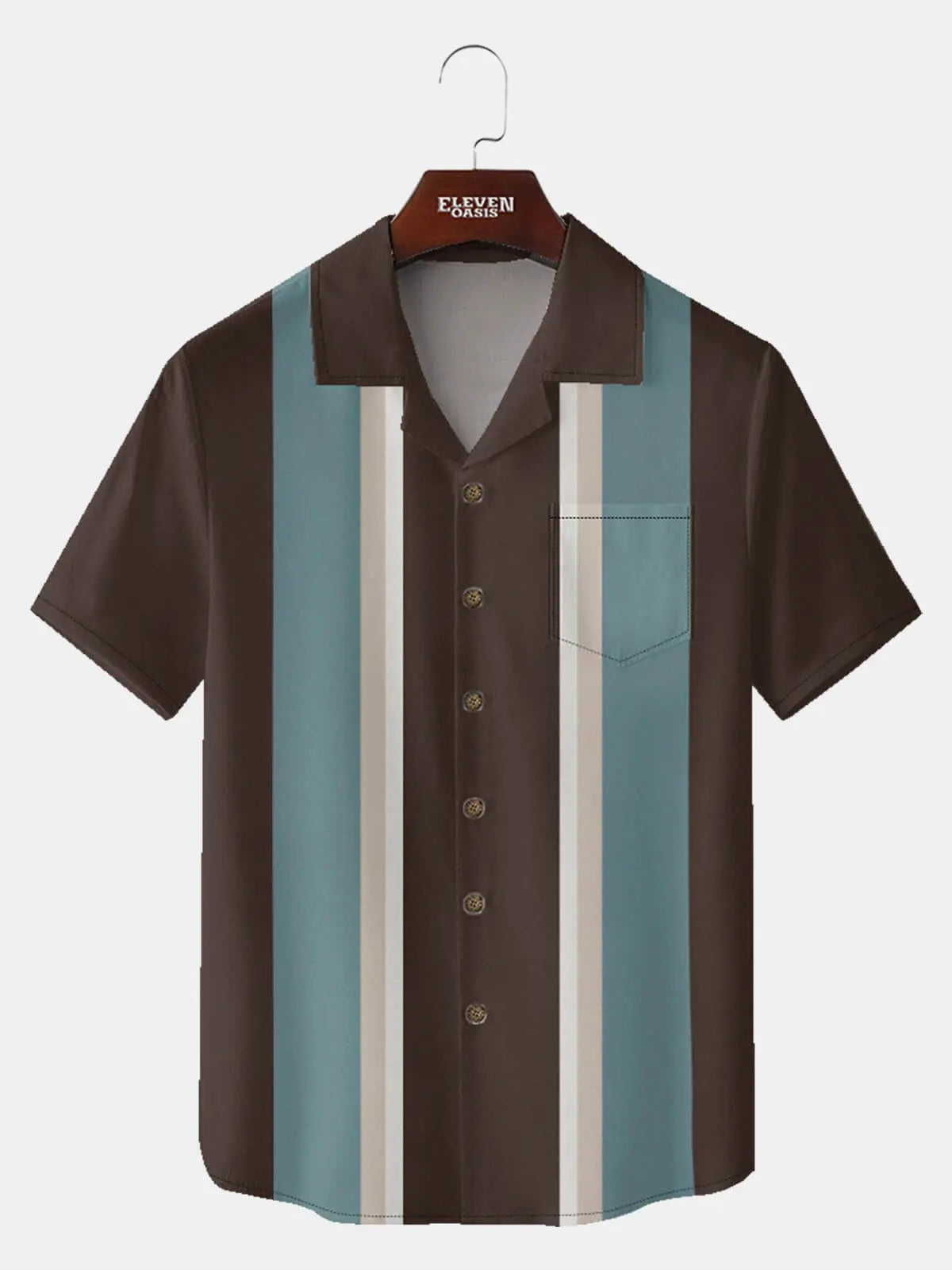 Tall Men's Mid-Century Bowling Short Sleeve Shirt Eleven Oasis