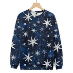 Hand Painted Falling Abstract Snowflakes in the Night Sky Knitted Sweatshirt, mens short sleeve shirts?¨º?big and tall mens shirts?¨º?short sleeve shirts for men?¨º?mens 4xl shirts?¨º?casual short sleeve shirts
