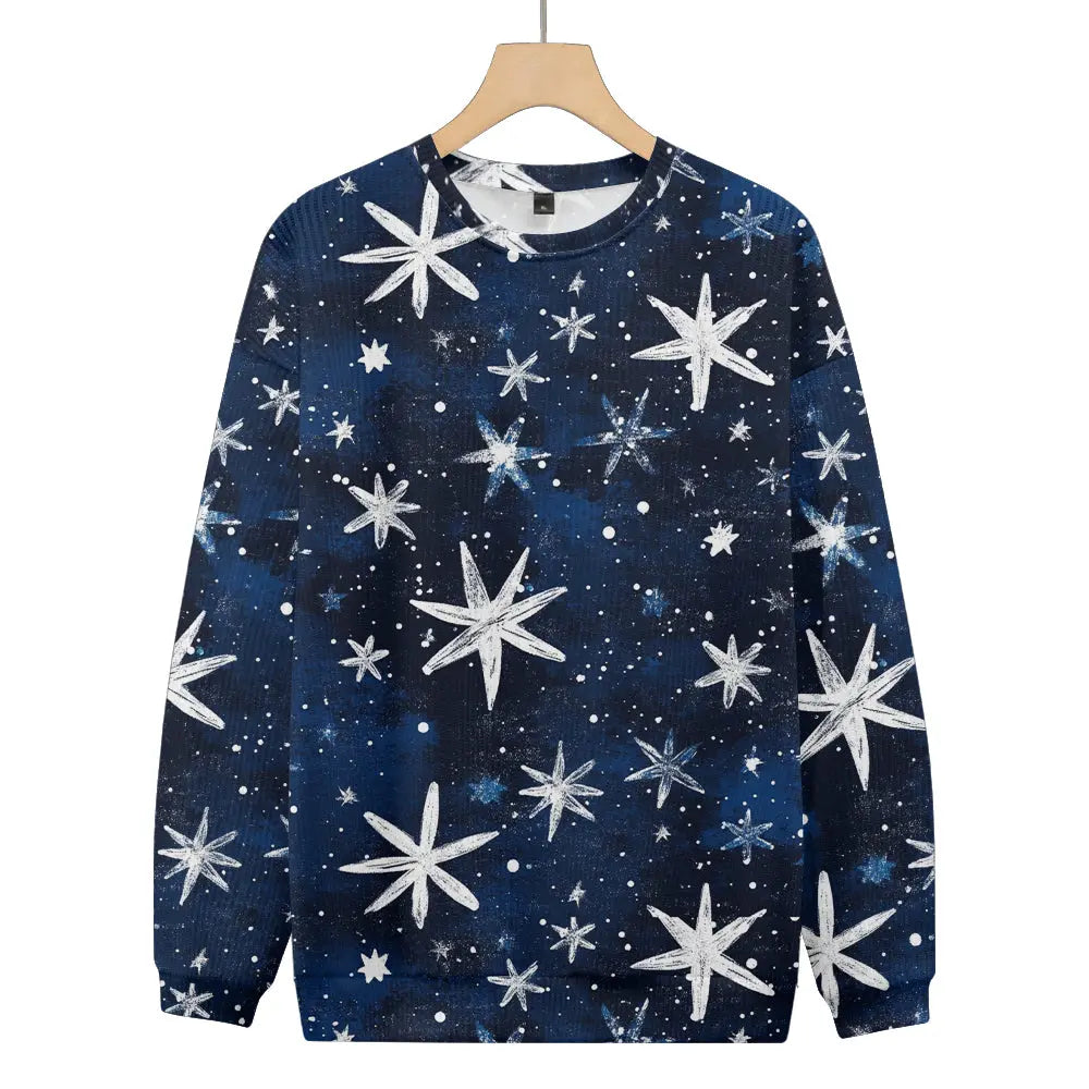 Hand Painted Falling Abstract Snowflakes in the Night Sky Knitted Sweatshirt, mens short sleeve shirts?¨º?big and tall mens shirts?¨º?short sleeve shirts for men?¨º?mens 4xl shirts?¨º?casual short sleeve shirts