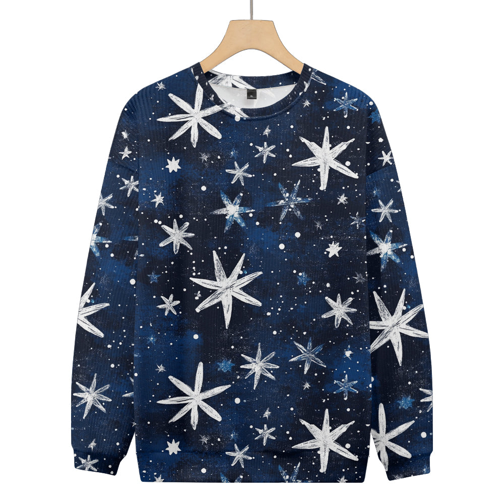 Hand Painted Falling Abstract Snowflakes in the Night Sky Knitted Sweatshirt, mens short sleeve shirts?¨º?big and tall mens shirts?¨º?short sleeve shirts for men?¨º?mens 4xl shirts?¨º?casual short sleeve shirts