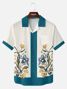 Tall Men's Mirrored Botanical Panel Short Sleeve Shirt Eleven Oasis