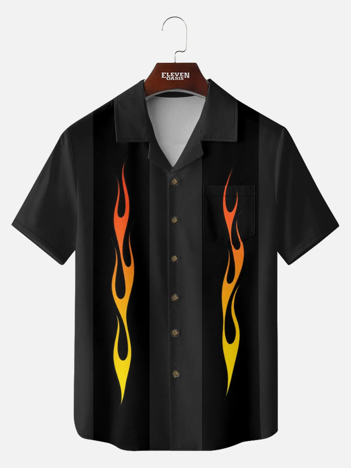 Tall Men's Dragstrip Flame Hot Rod Short Sleeve Shirt Eleven Oasis