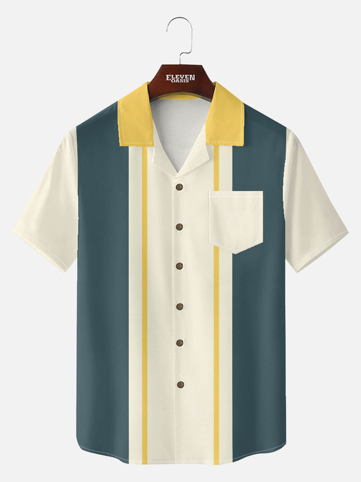 Tall Men's Atomic Era Bowling Short Sleeve Shirt Eleven Oasis