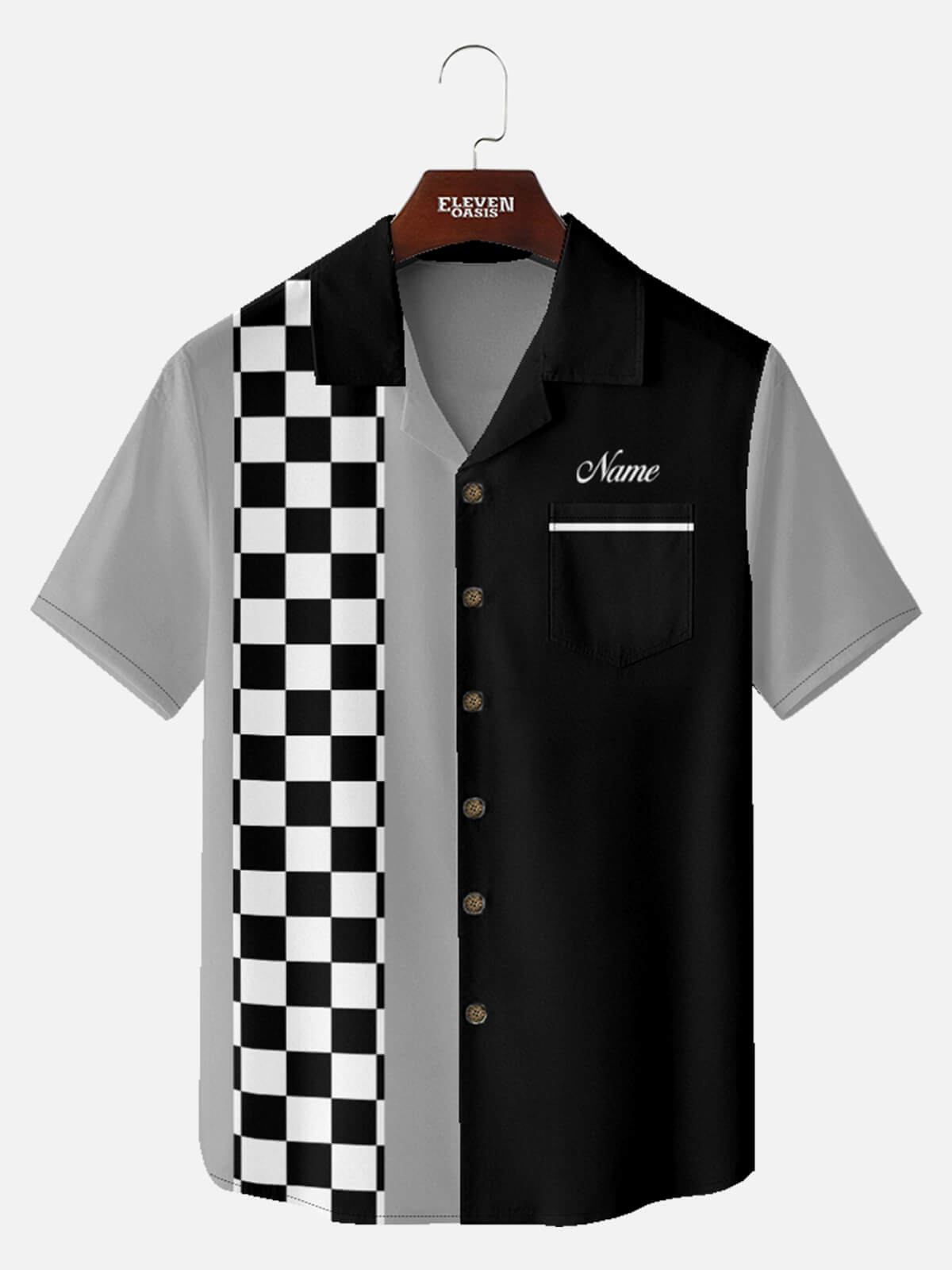 Tall Men's Custom Racing Checkered Short Sleeve Shirt