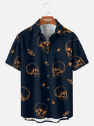 Men's Skull and Moth Halloween Short Sleeve Shirt Eleven Oasis