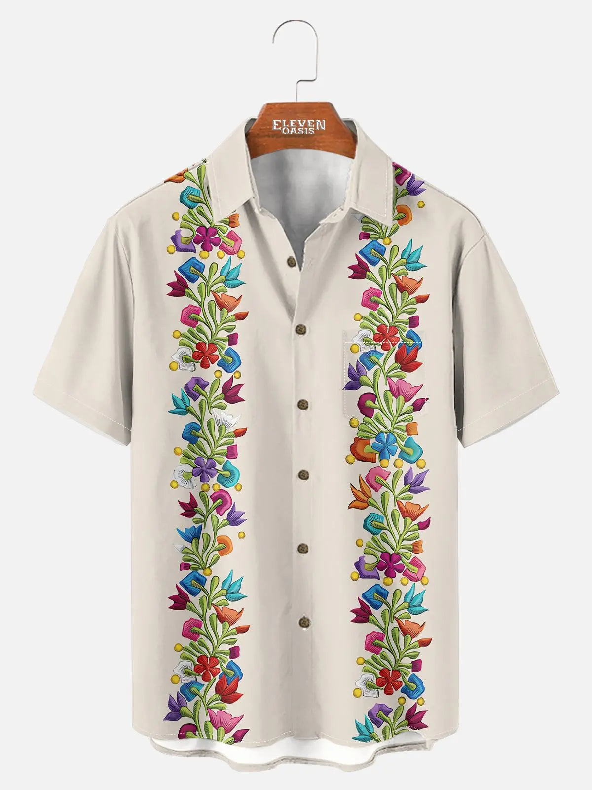Men's Floral Panel Fiesta Short Sleeve Shirt ElevenOasis