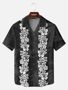 Men's Classic Hibiscus Panel Hawaiian Short Sleeve Shirt ElevenOasis