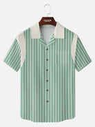 Tall Men's Custom Vintage Stripe Bowling Short Sleeve Shirt Eleven Oasis