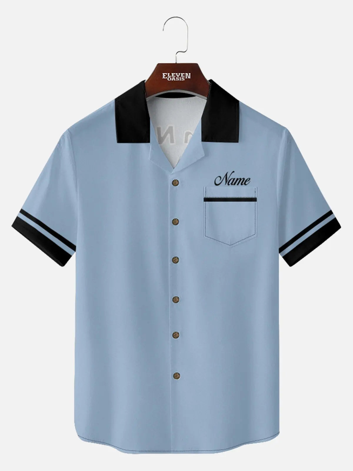 Tall Men's Custom Strike Force Bowling Short Sleeve Shirt Eleven Oasis