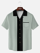 Men's Retro Contrast Center Panel Short Sleeve Shirt Eleven Oasis