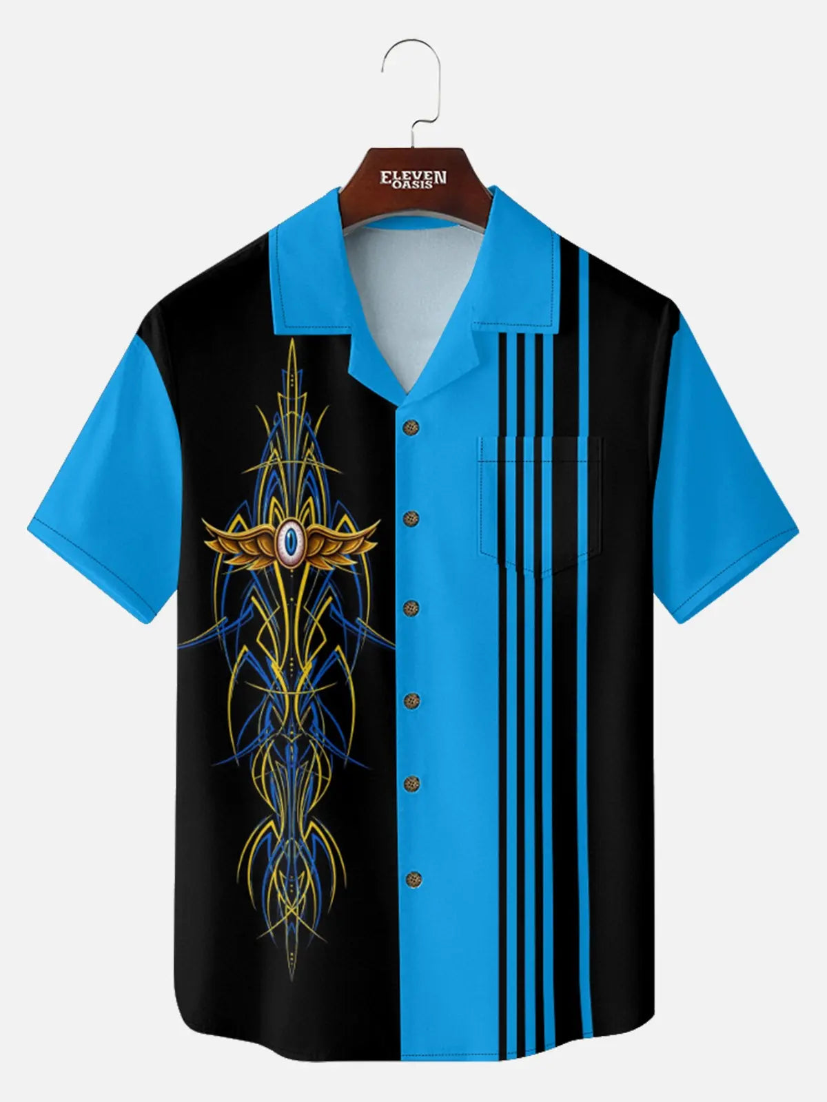 Men's Flying Eye Pinstripe Short Sleeve Shirt Eleven Oasis