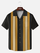 Men's Vintage Panel Camp Collar Short Sleeve Shirt ElevenOasis