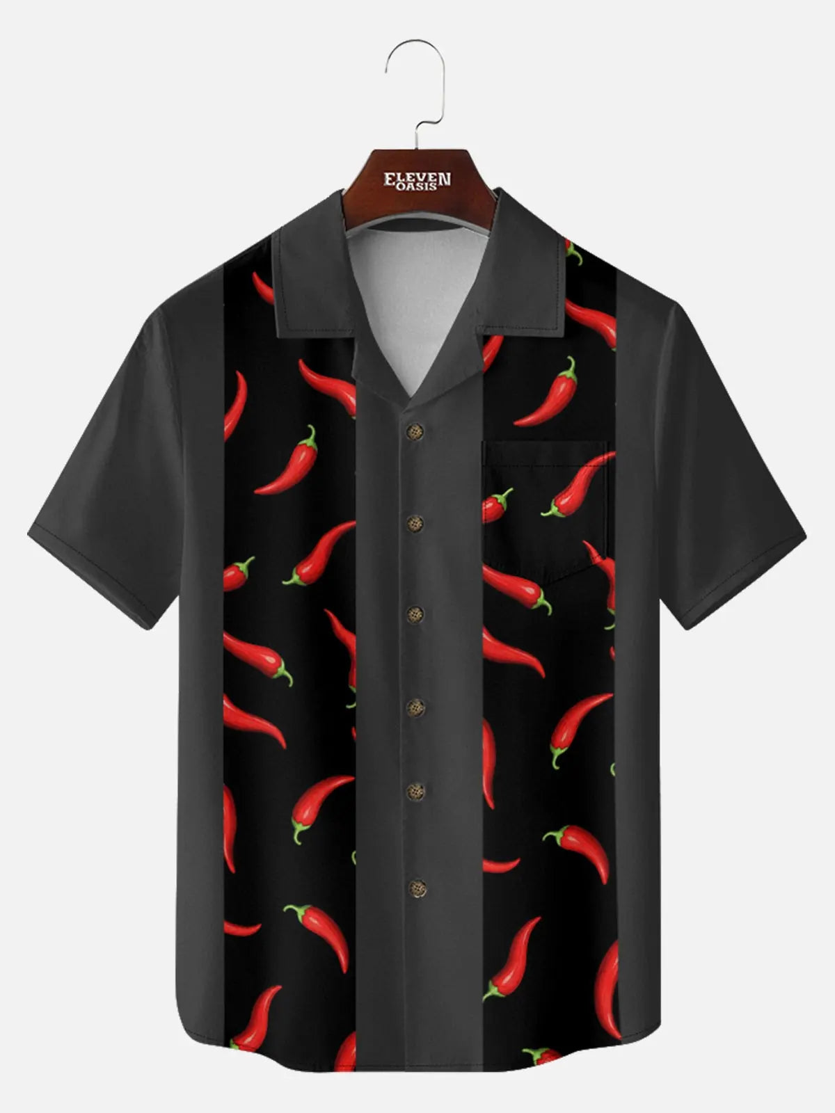 Men's Chili Pepper Bowling Short Sleeve Shirt ElevenOasis
