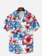 Tall Men's Patriotic Tropical Hawaiian Floral Short Sleeve Shirt Eleven Oasis