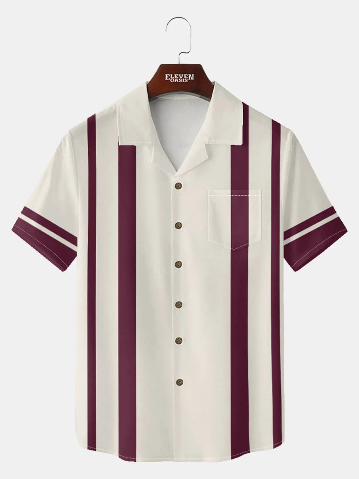 Tall Men's Vintage-Inspired Striped Bowling Short Sleeve Shirt Eleven Oasis