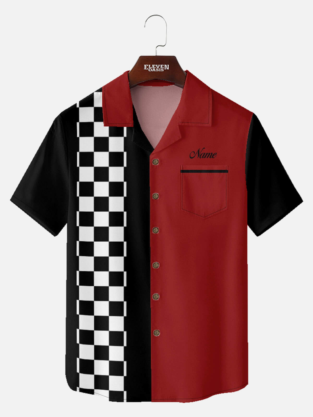 Tall Men's Custom Racing Checkered Short Sleeve Shirt