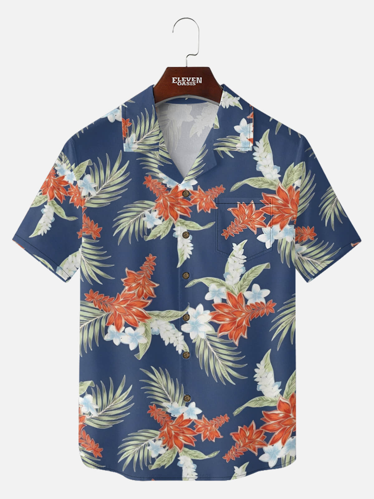 Tall Men's Tropical Palm Floral Short Sleeve Shirt Eleven Oasis