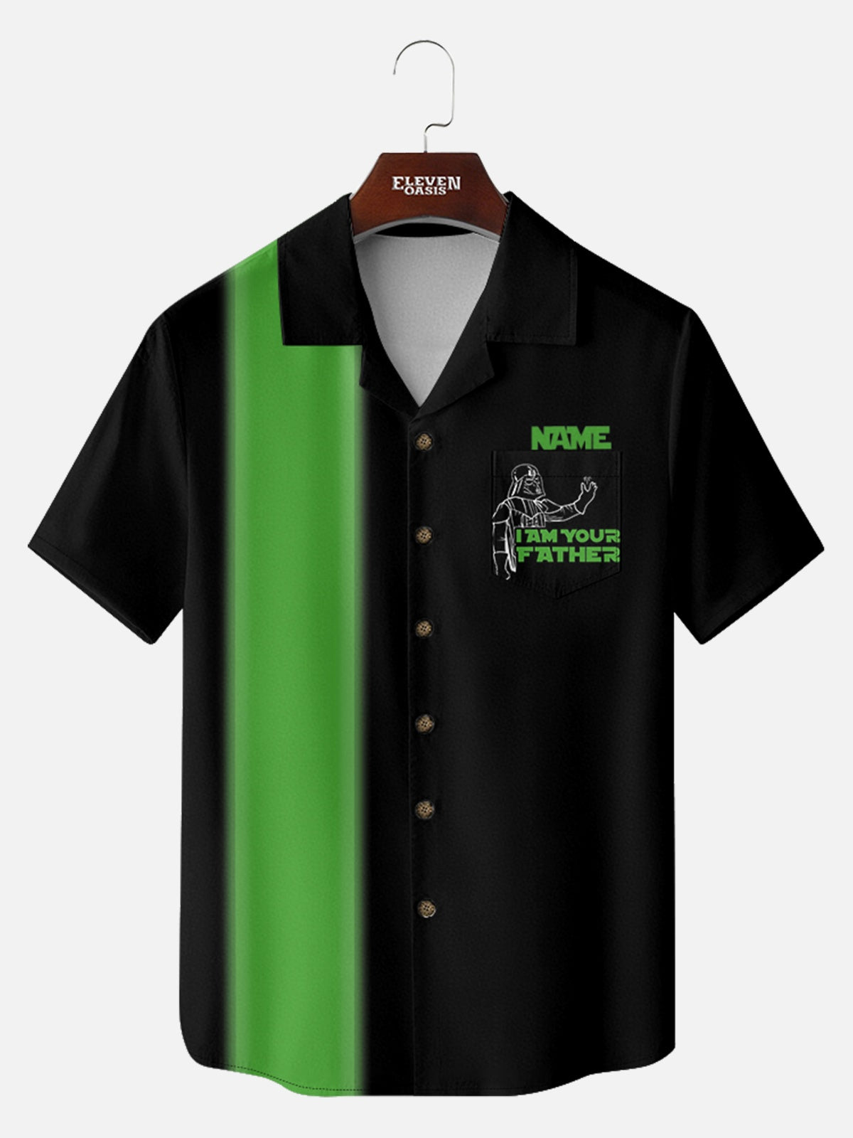 Tall Men's Custom Name "I Am Your Father" Lightsaber Short Sleeve Shirt Eleven Oasis