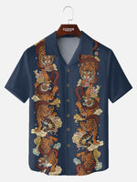Men's Japanese Tiger & Serpent Columns Short Sleeve Shirt Eleven Oasis