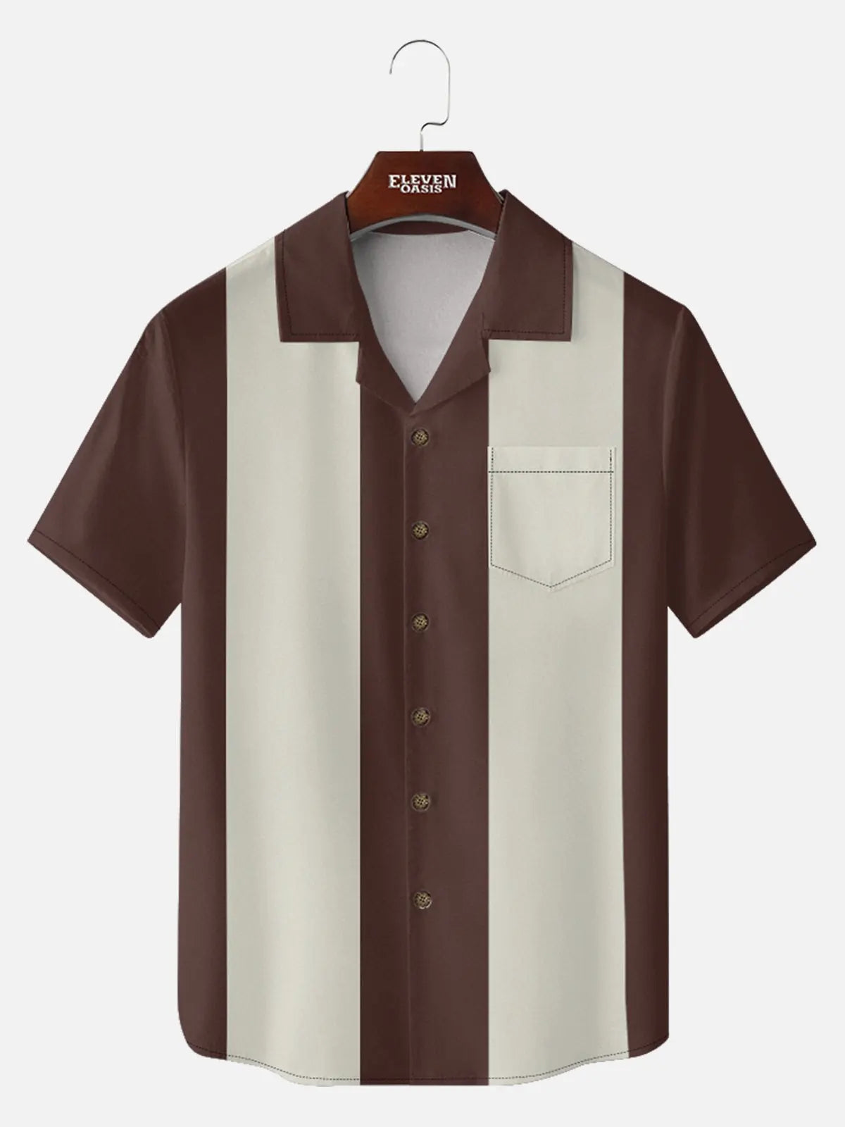 Men's Basic 50s Style Camp Collar Bowling Short Sleeve Shirt ElevenOasis