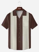 Men's Basic 50s Style Camp Collar Bowling Short Sleeve Shirt ElevenOasis