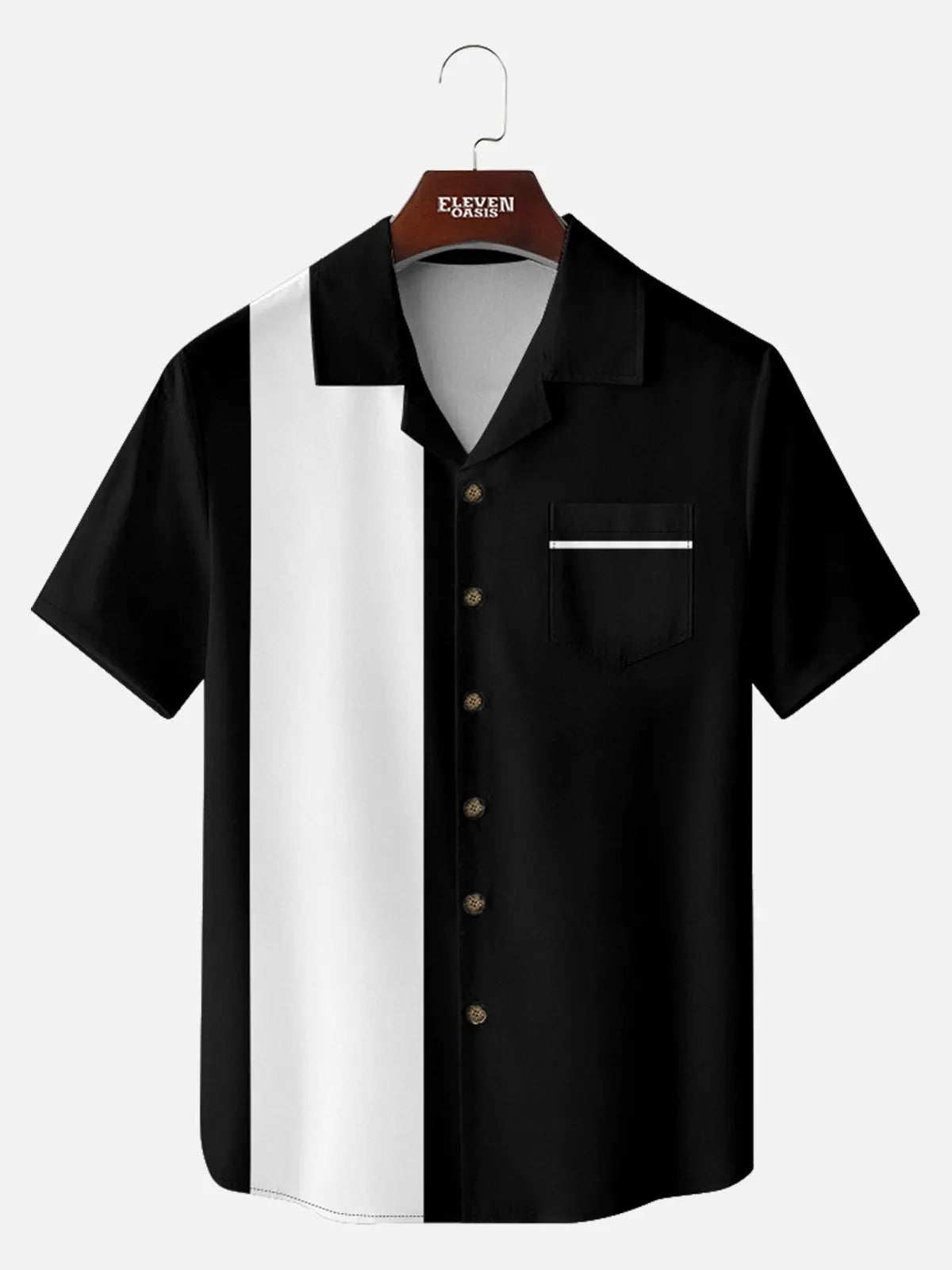 Men's Color Block Panel Short Sleeve Shirt ElevenOasis