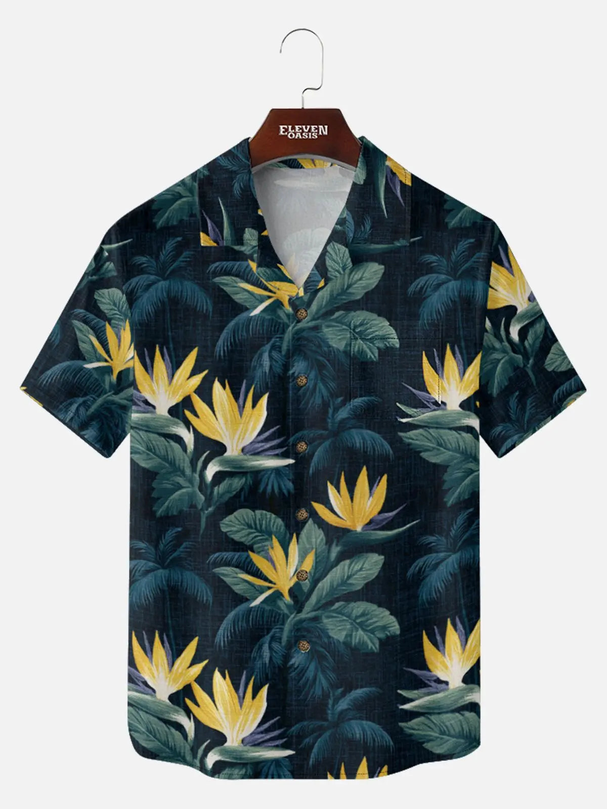 Tall Men's Bird of Paradise Jungle Short Sleeve Shirt Eleven Oasis