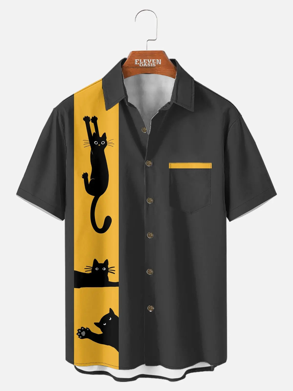 Tall Men's Cats Bowling Short Sleeve Shirt Eleven Oasis