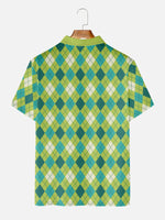 Men's Green Checkered Golf Short Sleeve Polo ShirtMens short sleeve shirts Big and tall Mens shirts Short sleeve shirts for men Mens 4xl shirts Casual short sleeve shirts