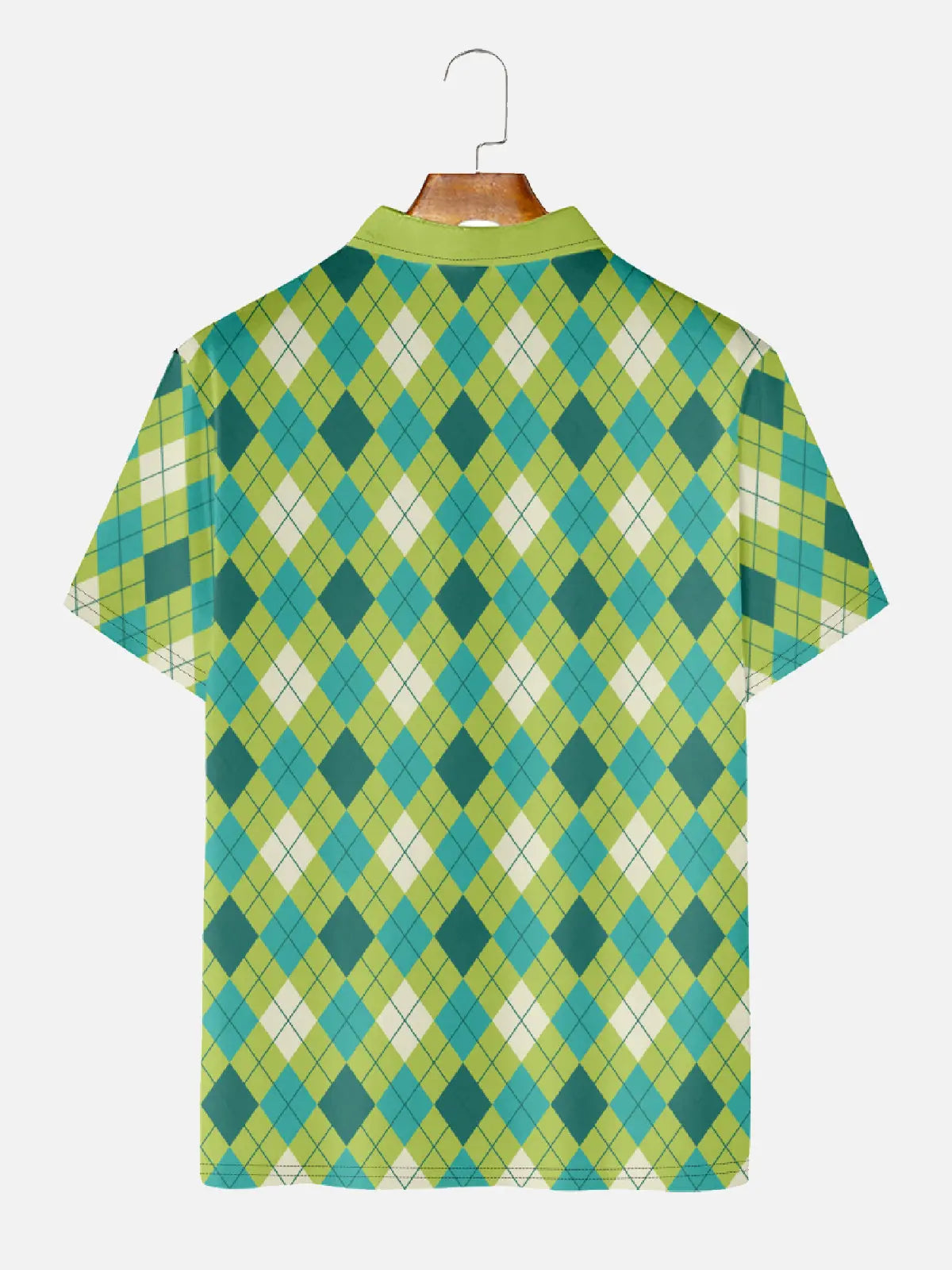 Men's Green Checkered Golf Short Sleeve Polo ShirtMens short sleeve shirts Big and tall Mens shirts Short sleeve shirts for men Mens 4xl shirts Casual short sleeve shirts