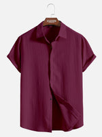 Men's Everyday Crinkle Texture Short Sleeve Shirt ElevenOasis