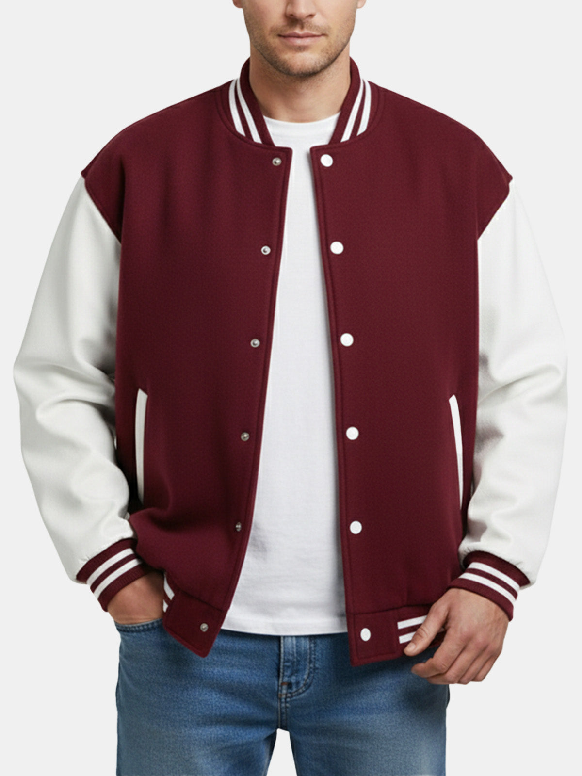 Men's Classic Colorblock Varsity Jacket Eleven Oasis