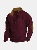 Men's Quarter Zip Elbow Patch Pullover Eleven Oasis
