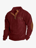 Men's Cord Texture Button Mock Neck Pullover Eleven Oasis