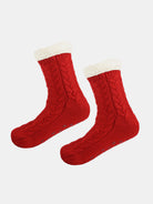 Cable Knit Sherpa-Lined Slipper Socks ElevenOasis
