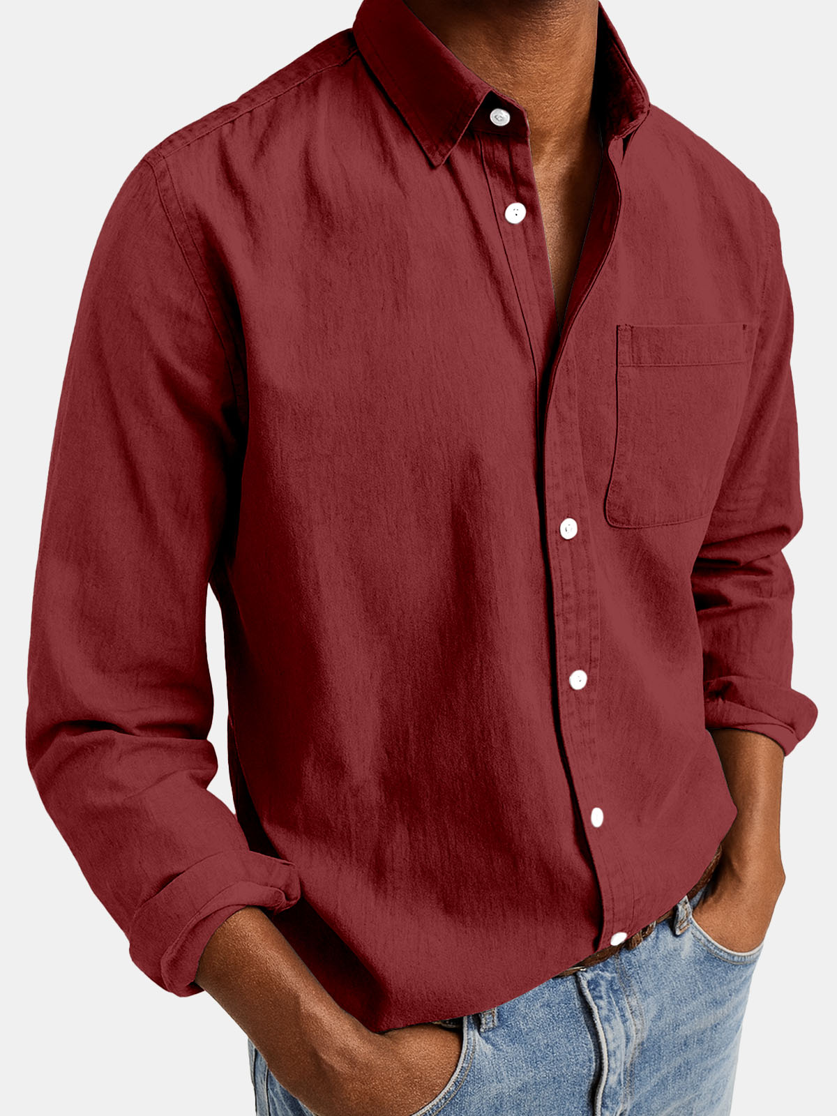 Men's Acid Washed Cotton Long Sleeve Shirt Eleven Oasis