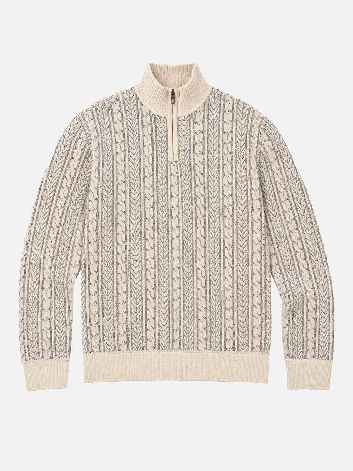 Men's Cable Knit Quarter-Zip Slim Fit Sweater Eleven Oasis