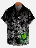 Men's St. Patrick's Lucky Four-leaf Clover Graphic Print Short Sleeve ShirtMens short sleeve shirts Big and tall Mens shirts Short sleeve shirts for men Mens 4xl shirts Casual short sleeve shirts